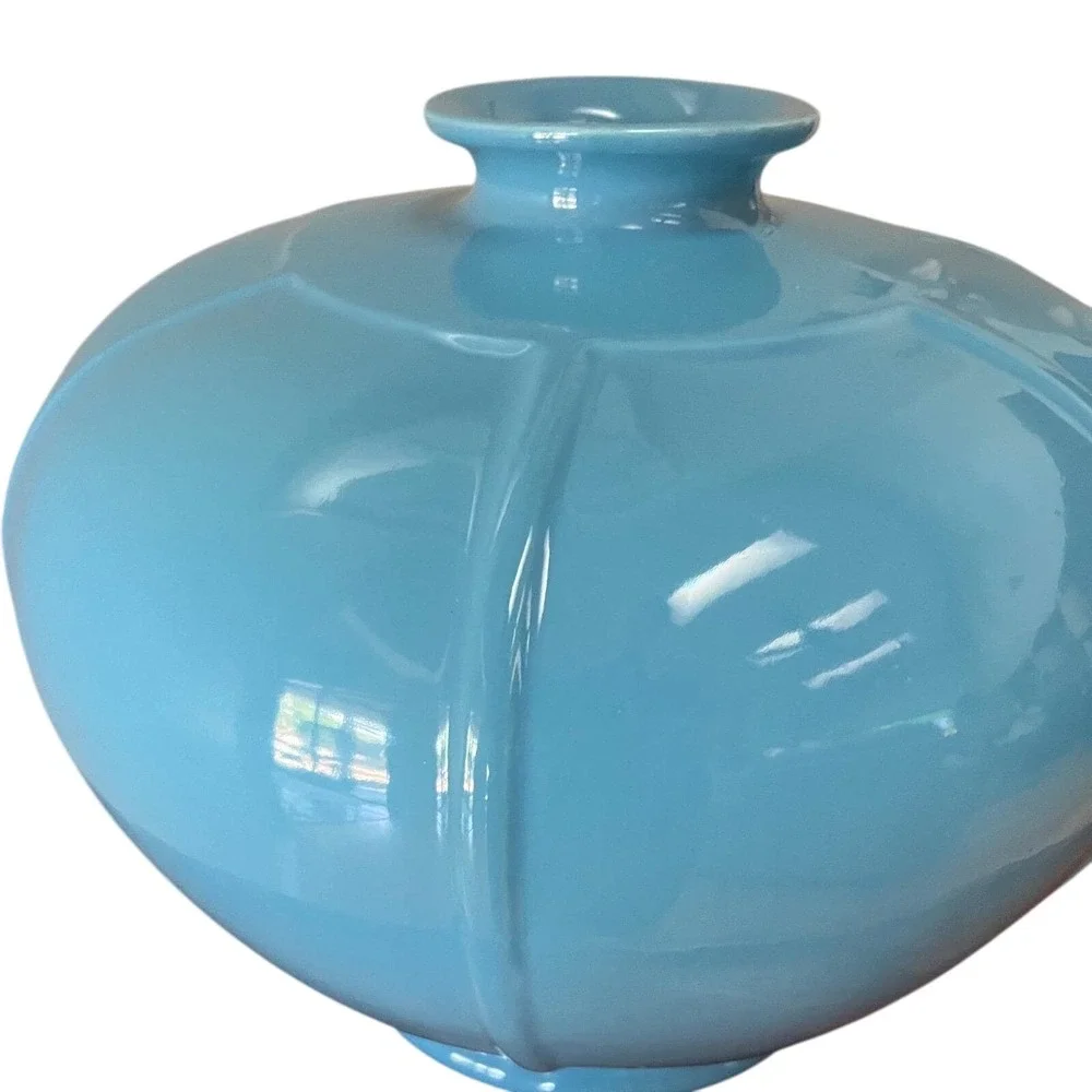 VINTAGE‎ Large McCoy Pottery 452 Fine Form Heritage Blue Vase  12 W x 10 H